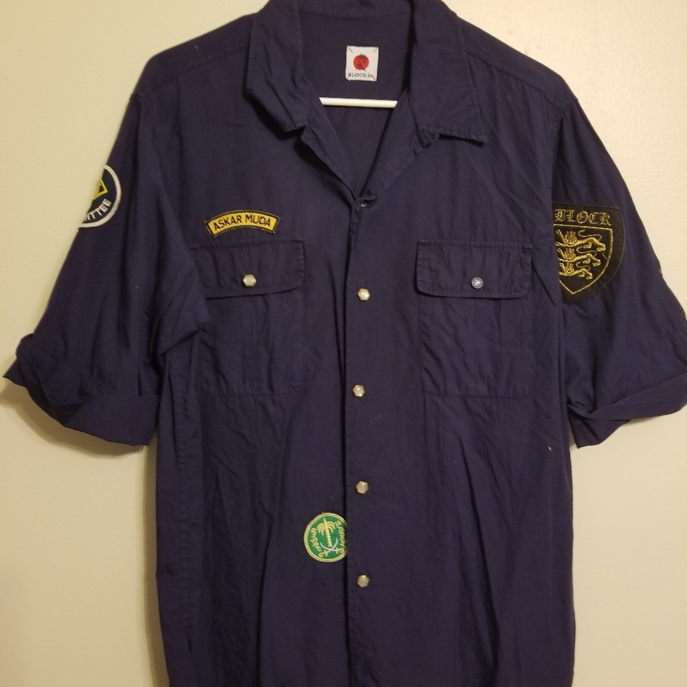 Block 60 Short Sleeve Navy Patch Shirt- LG